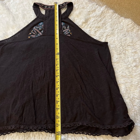 Boho tank top halter neck, racer back chocolate brown, beautiful embroidery - Picture 4 of 7